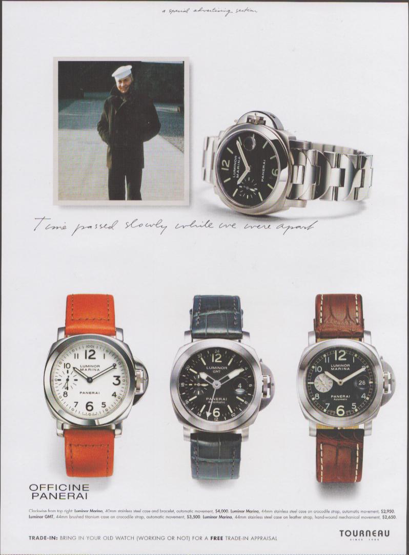 2000s Officine Panerai Luminor Marina GMT Print Advertisement — Original Tourneau Watch Ad